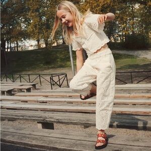 NWT Elegant White Eyelet pants